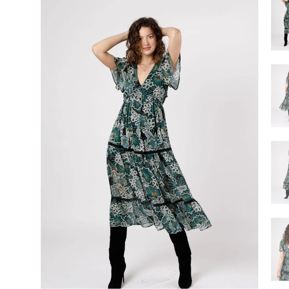 Band of the Free Emerald Chelo Floral Maxi Dress Size Medium - Picture 1 of 4